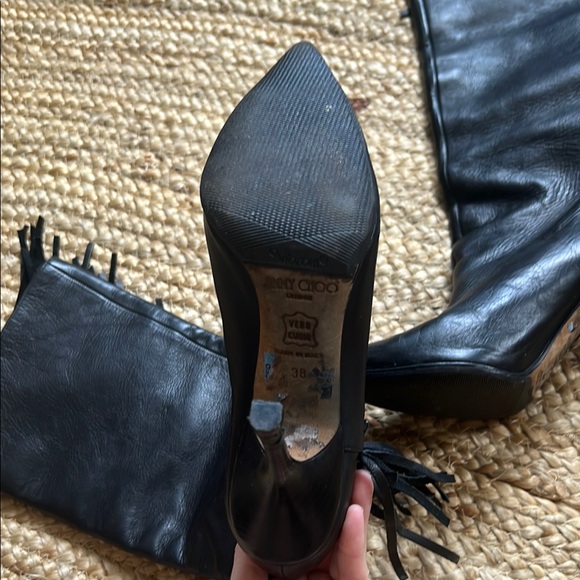 Jimmy Choo Black Fringe Heeled Boots - Picture 3 of 8